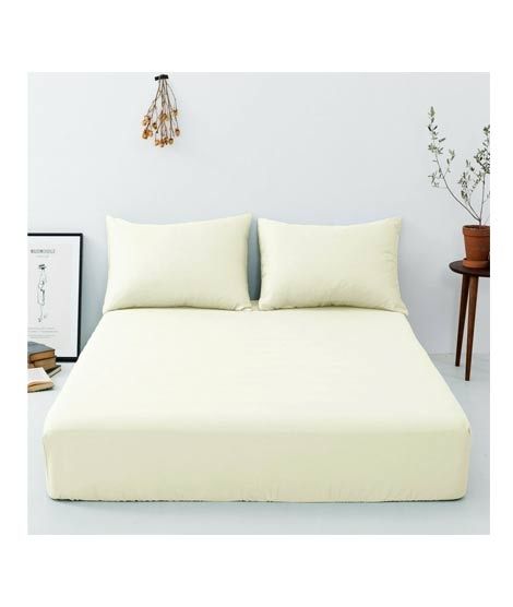 iShopping - Maguari Luxury Cotton Fitted Single Bed Sheet With Pillow Cover Off White