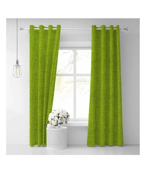 Maguari Printed Textured Curtain 2 Pcs Parrot Green