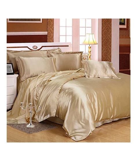 Maguari Soft Silk Shine Comforter Bed Set Light Brown