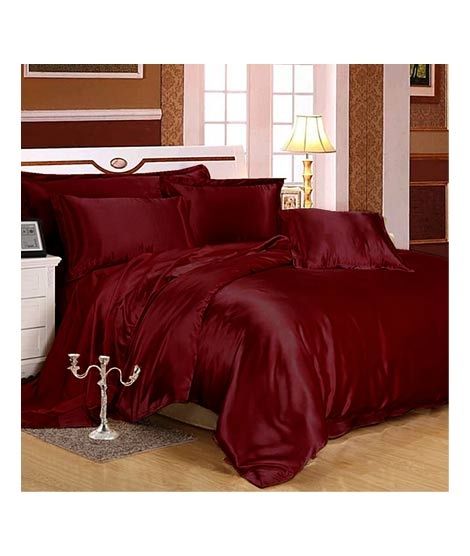 Maguari Soft Silk Shine Comforter Bed Set Maroon