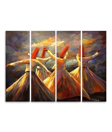 iShopping - Maguari Sufi Oil Painting Canvas Small Wall Frame 4 Pcs (0732)