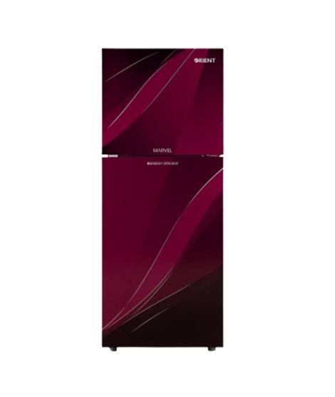 Orient Marvel 380 Freezer-On-Top Glass Door Refrigerator 13 Cu Ft Blaze Purple