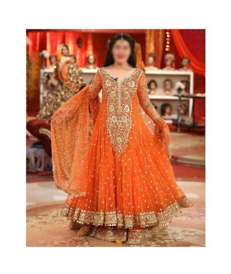 iShopping - Mehakmall Embroidery Net Party Wear Suit For Women Oarange