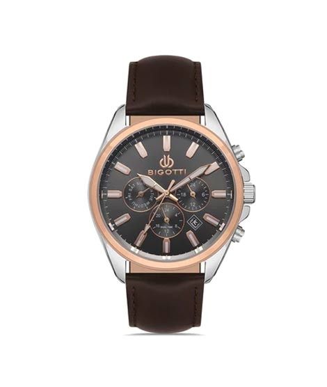 Bigotti Leather Men's Watch Brown (BG.1.10329-3)