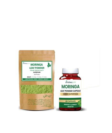 Alnafeespure Moringa Leaf Powder With 60 Moringa capsule