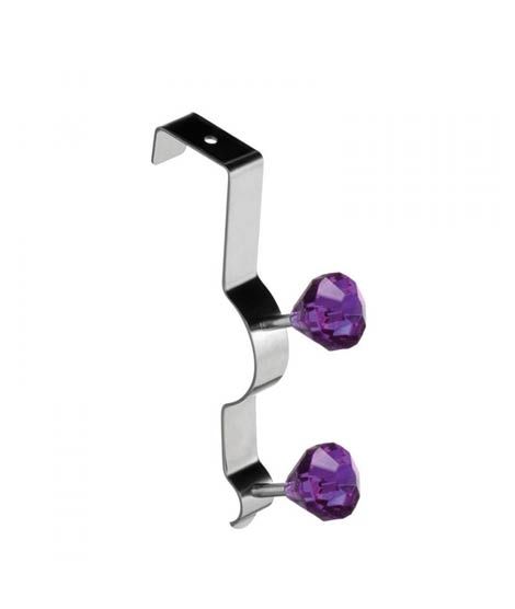 iShopping - Premier Home Over Door Diamantes Double Hook Hanger - Purple (509778)