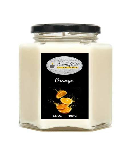 iShopping - Aromaflick Orange Hexagonal Jar Soy Candle