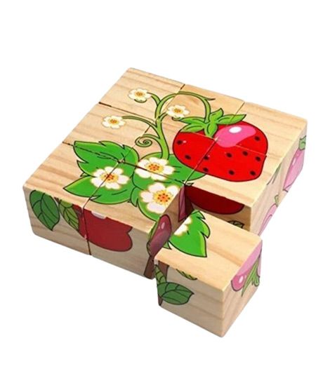 Planet X Universal Wooden Cubic Blocks Fruits Puzzle (PX-11963)