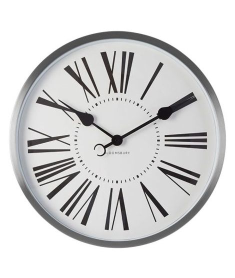 iShopping - Premier Home Baillie Chrome Wall Clock White (2201017)