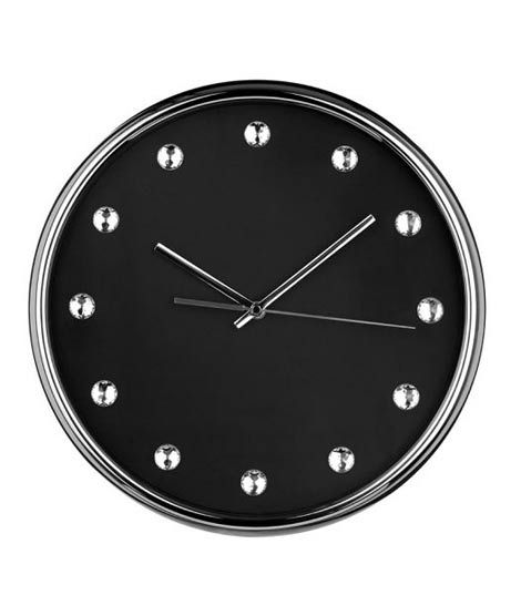 iShopping - Premier Home Clear Diamantes Wall Clock Black (2200630)