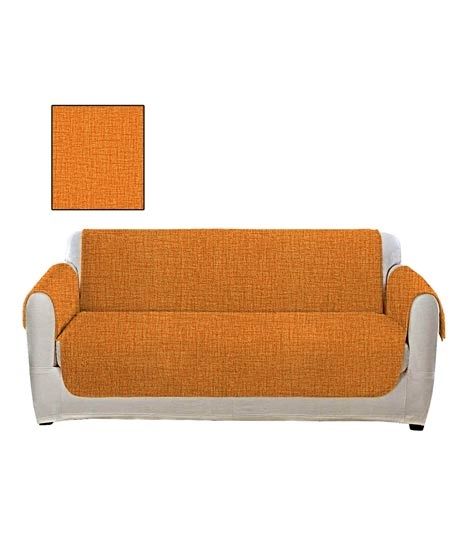 Maguari Printed Textured 5 Seater Sofa Cover Orange