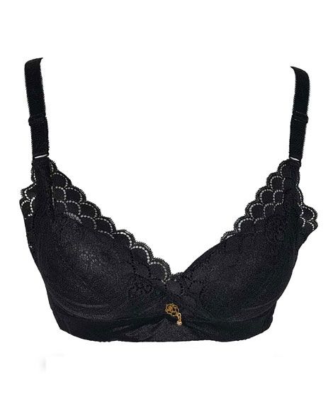 iShopping - Purple Bag Fancy Lace Double Padded Wireless Bra Black (0025)