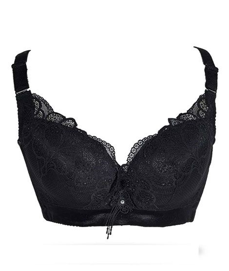 iShopping - Purple Bag Fancy Lace Light Padded Wireless Bra Black (0041)