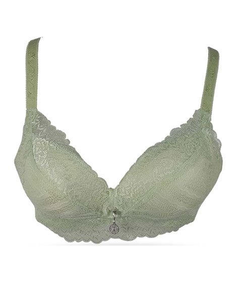 iShopping - Purple Bag Fancy Lace Soft Double Padded Wireless Bra Light Green (0012)