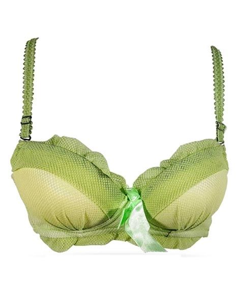 iShopping - Purple Bag Fancy Lace Soft Double Padded Wireless Pushup Bra Green (0014)