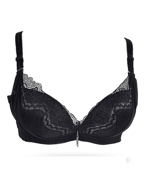 iShopping - Purple Bag Fancy Lace Soft Padded Wireless Bra Black (0040)