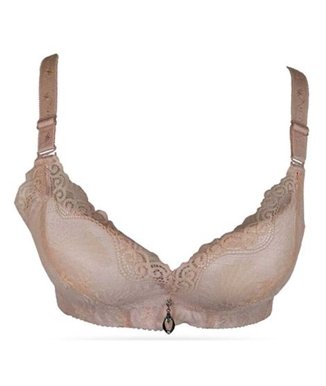 iShopping - Purple Bag Fancy Net Lace Soft Double Padded Wireless Bra Pink (0009)