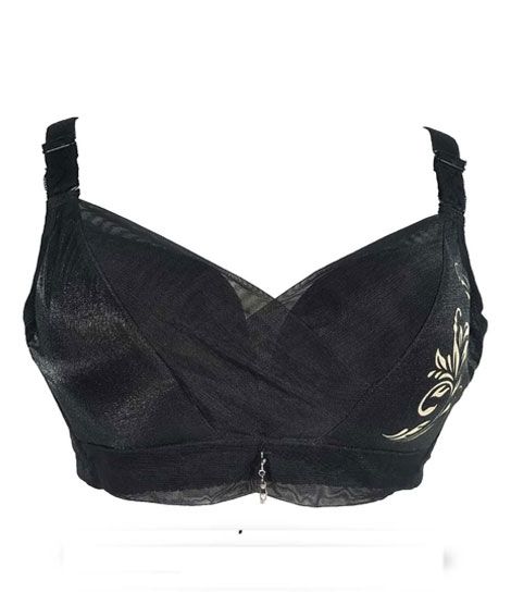 iShopping - Purple Bag Fancy Net Lace Wireless Padded Bra Black (0044)