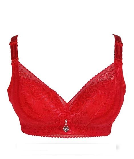 iShopping - Purple Bag Fancy Soft Double Padded Wireless Bra Red (0049)