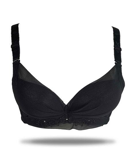 iShopping - Purple Bag Lace Net Soft Padded Under Wired Bra Black (OFW0037)