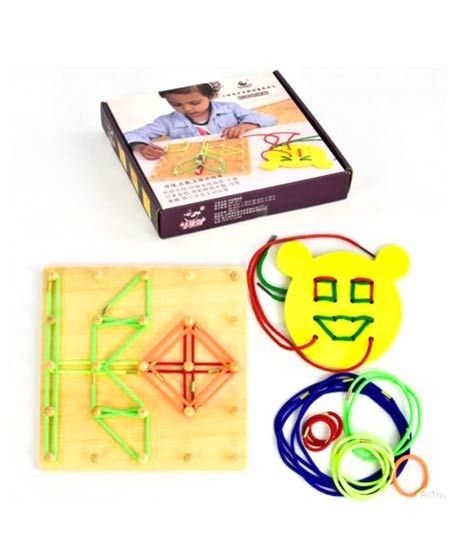 Planet X Creative Shapes Lacing Wooden Geo Board Montessori Educational Toy (PX-10751)