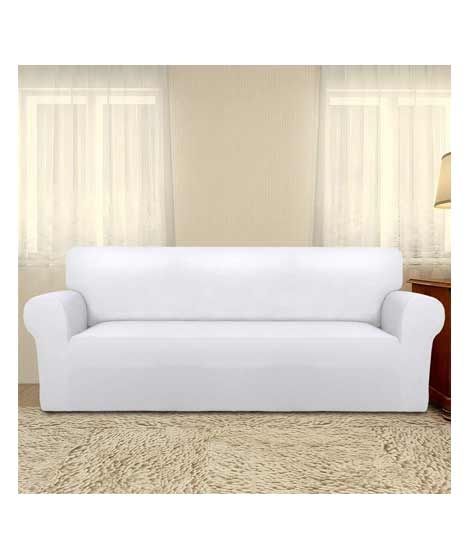 Rainbow Linen Jersey Sofa Cover 1 Seater White