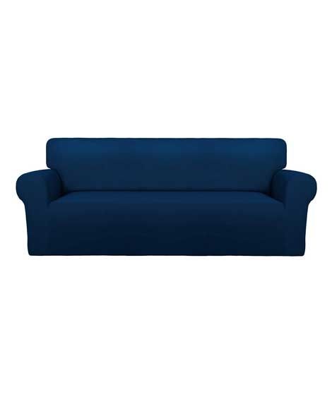 Rainbow Linen Jersey Sofa Cover 2 Seater Navy Blue