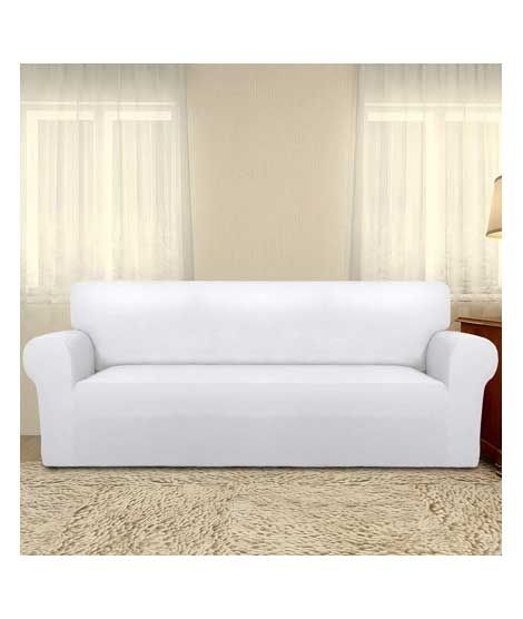 Rainbow Linen Jersey Sofa Cover 2 Seater White