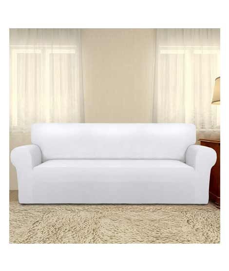 Rainbow Linen Jersey Sofa Cover 3 Seater White