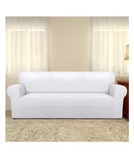 Rainbow Linen Jersey Sofa Cover 5 Seater White