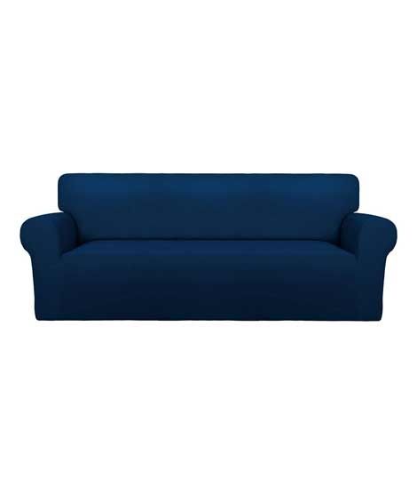 Rainbow Linen Jersey Sofa Cover 6 Seater Navy Blue