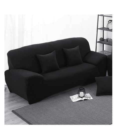 iShopping - Rainbow Linen Sofa Cover Black (2 Seater)