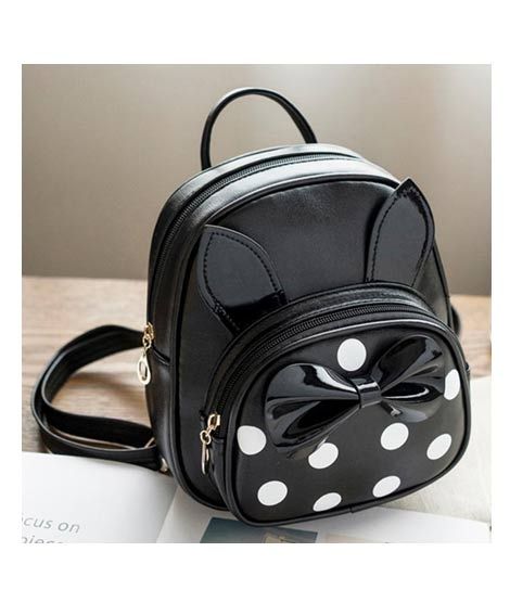 Rangoon Bow Polka Mini Backpack For Women Black