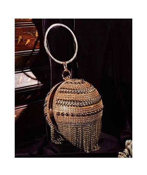 iShopping - Rangoon Round Evening Clutch For Women Golden