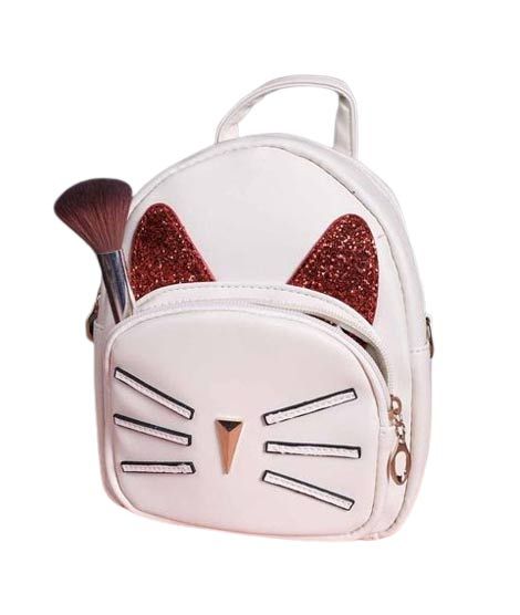 Rangoon Cat Face Mini Backpack For Women Off-White