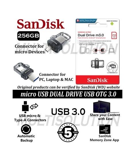 SanDisk Ultra 256GB Dual Drive m3.0 USB (SDDD3-0256G-G46)