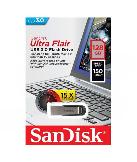 SanDisk Ultra Flair 128GB USB 3.0 Flash Drive (SDCZ73-128G-B10CT)