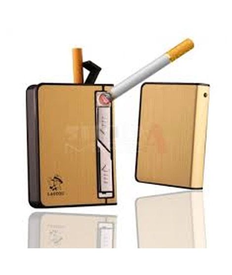 iShopping - Shop Zone Cigarette Case Re- Chargeable With Lighter Golden