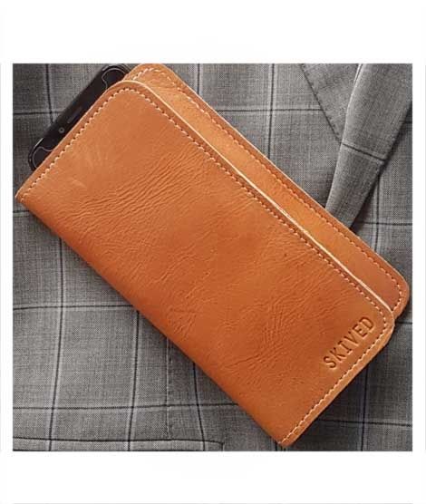 iShopping - Snug Tanned Leather Wallet/Card Holder For Men Canary