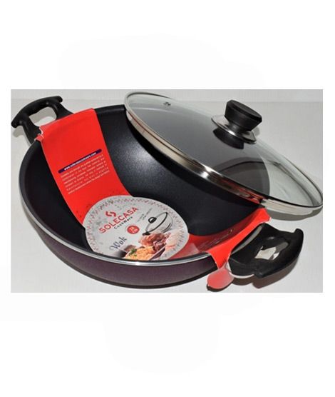 Solecasa 28cm Handle Wok With Glass Lid