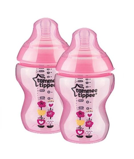 Tommee Tippee Tinted Baby Feeding Bottle 260ml Pink Pack of 2 (TT-422581)