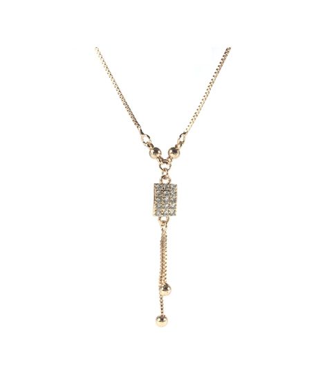 Vero by Sania Sis-Kiss Tiffany Square Pendant Chain Golden (E-258)