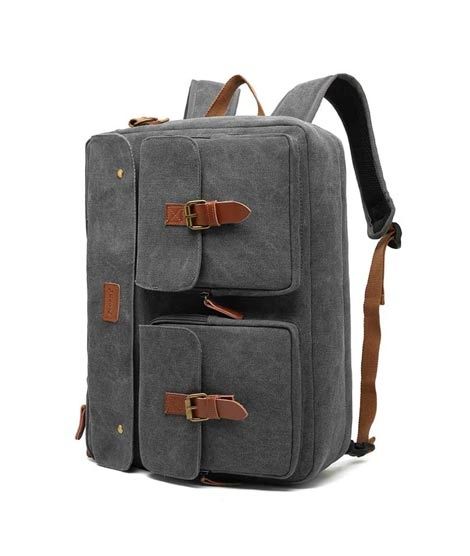 CoolBell 17.3" Backpack & Messenger Laptop Bag Grey (CB-5606) - Canvas Material