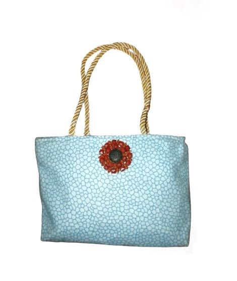 Want & Get Printed Zipper Tote Bag For Women SkyBlue