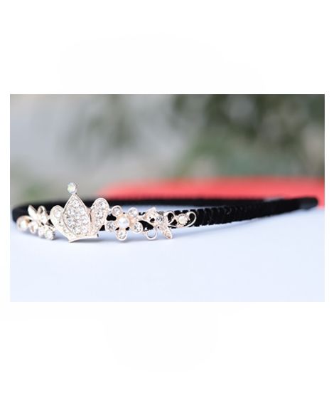 iShopping - Wish Luxury Crystal Crown Headband For Girls Golden-1Pc