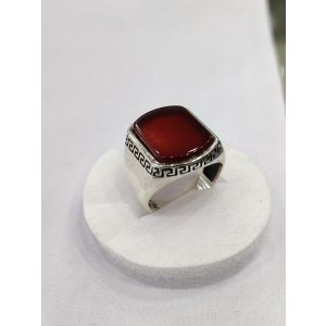 Gilgit Bazaar Aqeeq Stone Silver Ring (17)