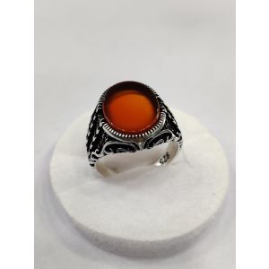 Gilgit Bazaar Aqeeq Stone Silver Ring (22)