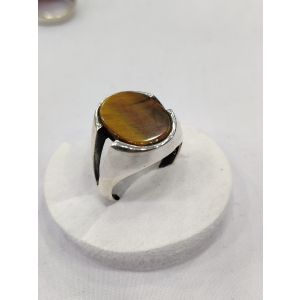 Gilgit Bazaar Tiger Eye Stone Silver Ring (25)