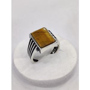 Gilgit Bazaar Tiger Eye Stone Silver Ring (28)