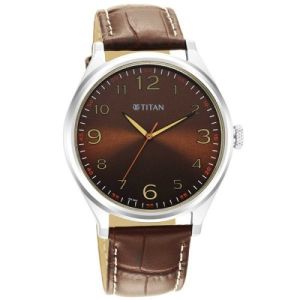 Titan Trendsetters Collection Men's Leather Watch - Brown (1802SL16)